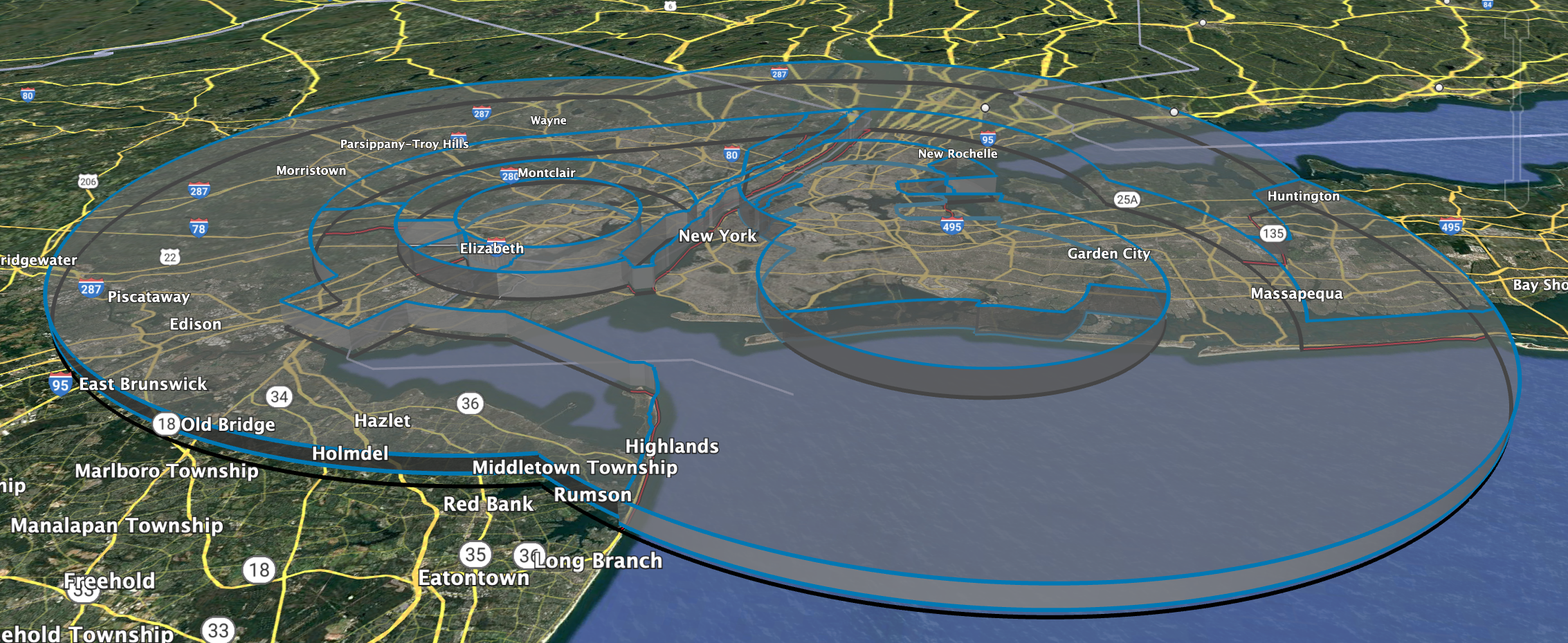 Google Earth NYC Class B Airspace